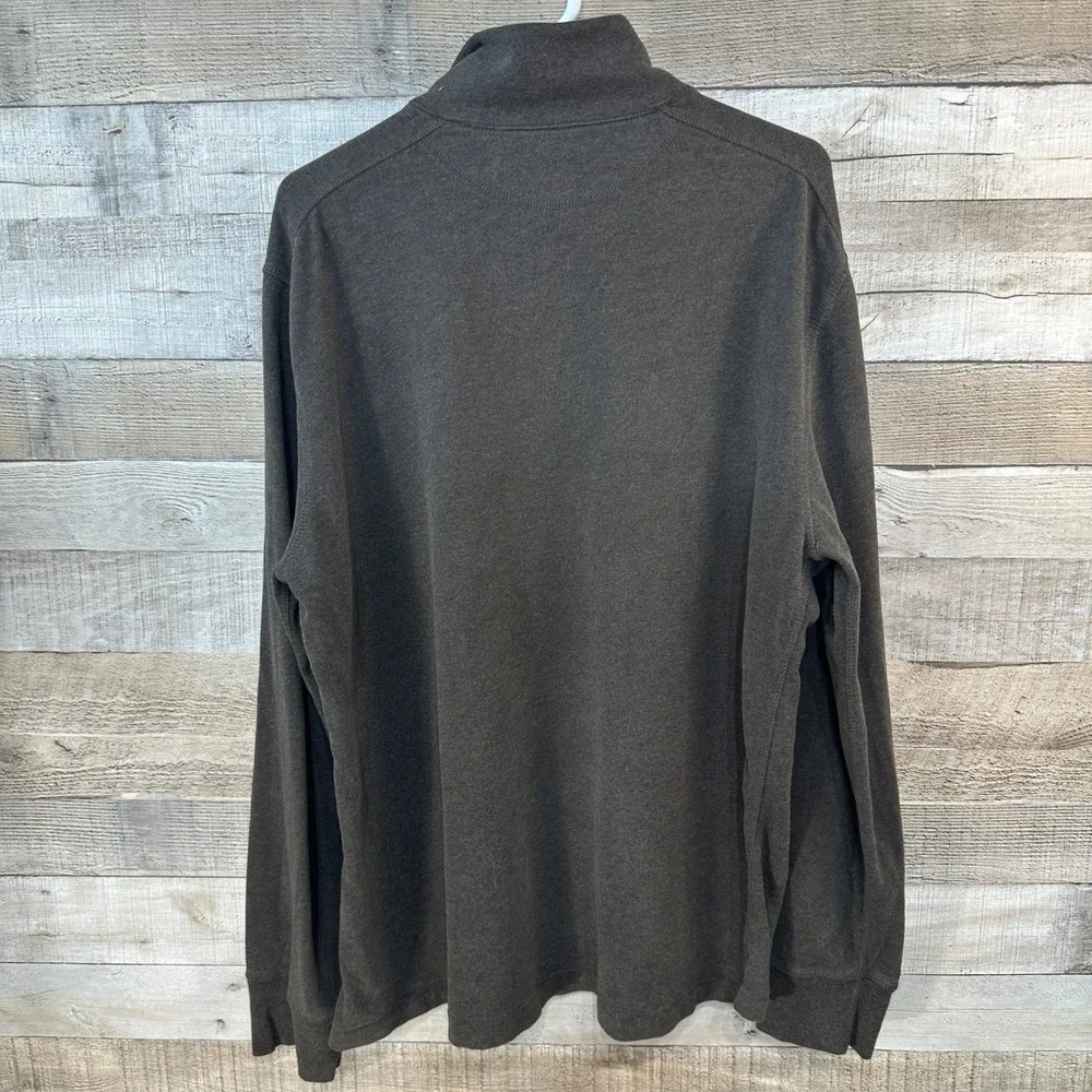 J Crew Mens‎ Heathered Brown 1/2 Zip Mock Collar Pullover Sweater XL Large